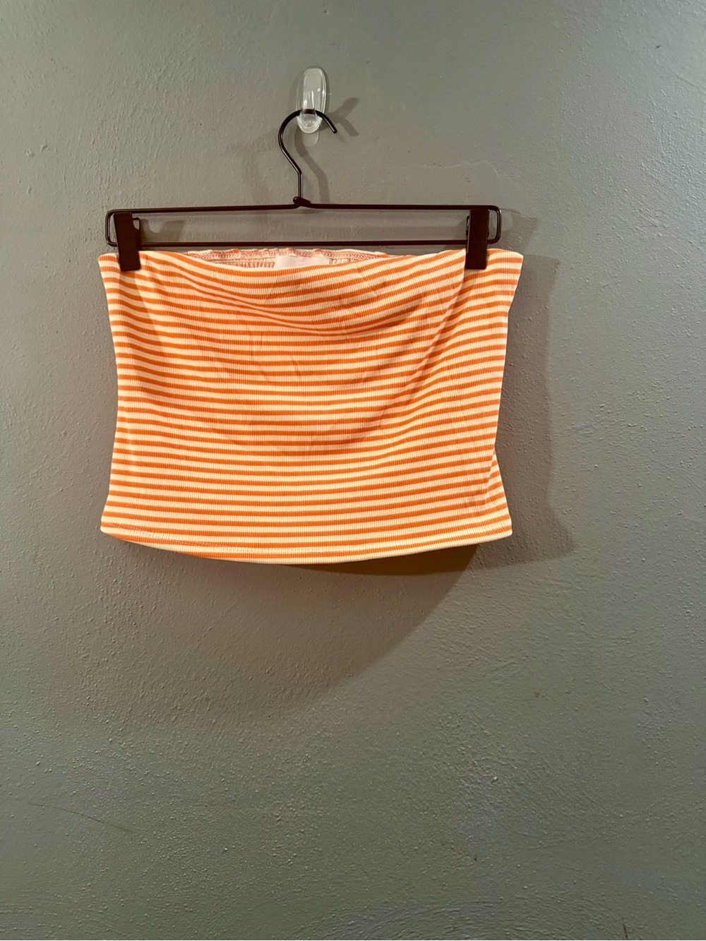 BUCKETLIST Orange and White Striped Tube Top